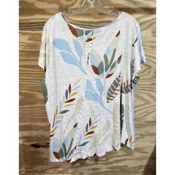 Cynthia Rowley 100% Linen Top Womens Size 1X Floral Lightweight Casual Beachy - Picture 2 of 7
